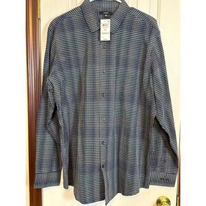Alfani LS‎ Fashion Wove Plaid Button Down Shirt Modern Fit XL